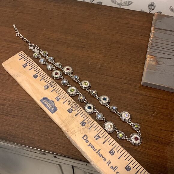 Lia Sophia silvertone necklace with various gemstones and sequins. NWOT - Picture 5 of 5